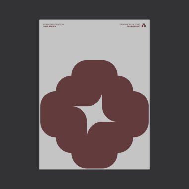 Helvetica tipografisi ve minimalist geometrik formlar ve soyut vektör şekilleriyle yapılmış İsviçre tarzı poster tasarımı grafikleri. 