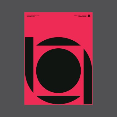 Helvetica tipografisi ve minimalist geometrik formlar ve soyut vektör şekilleriyle yapılmış İsviçre tarzı poster tasarımı grafikleri. 