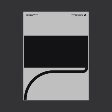 Helvetica tipografisi ve minimalist geometrik formlar ve soyut vektör şekilleriyle yapılmış İsviçre tarzı poster tasarımı grafikleri. 