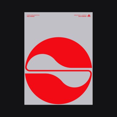Helvetica tipografisi ve minimalist geometrik formlar ve soyut vektör şekilleriyle yapılmış İsviçre tarzı poster tasarımı grafikleri. 