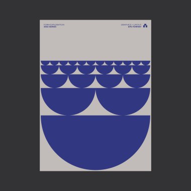 Helvetica tipografisi ve minimalist geometrik formlar ve soyut vektör şekilleriyle yapılmış İsviçre tarzı poster tasarımı grafikleri. 