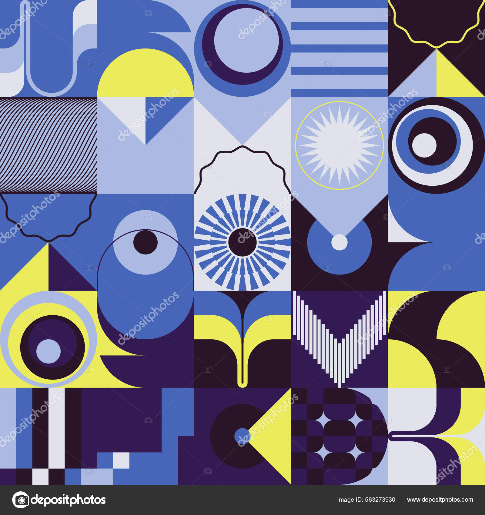 Scandi Art Collage Graphics Pattern Made Vector Abstract Forms ...