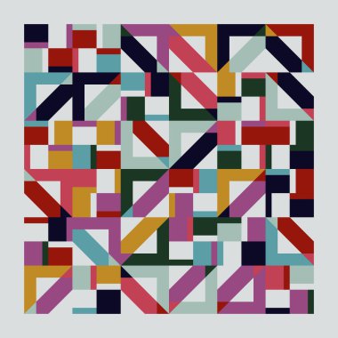 Bauhaus, taşıyıcı tasarım elementleri ve poster, kapak, sanat, sunum, baskı, kumaş, duvar kağıdı vb. için kalın geometrik şekillerle yapılan soyut sanat eserlerinden ilham almıştır..