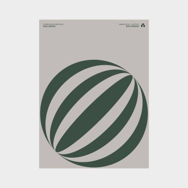Helvetica tipografisi ve minimalist geometrik formlar ve soyut vektör şekilleriyle yapılmış İsviçre tarzı poster tasarımı grafikleri. 