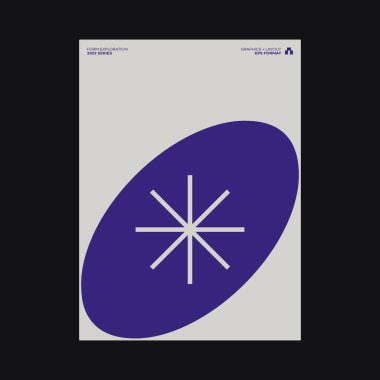Helvetica tipografisi ve minimalist geometrik formlar ve soyut vektör şekilleriyle yapılmış İsviçre tarzı poster tasarımı grafikleri. 