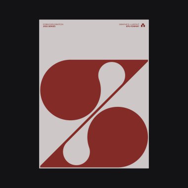 Helvetica tipografisi ve minimalist geometrik formlar ve soyut vektör şekilleriyle yapılmış İsviçre tarzı poster tasarımı grafikleri. 