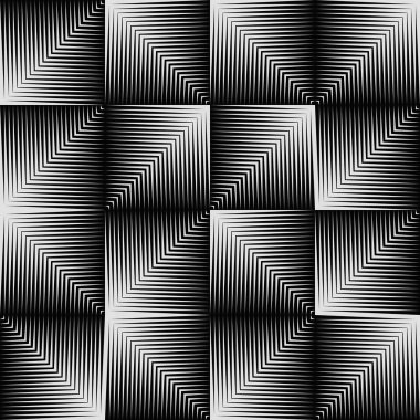 Dijital geçiş efektli soyut monokrom vektör grafikleri. Çarpık geometrik şekiller, rastgele biçimler ve siyah-beyaz renklerle oluşturulmuş acımasız gelecekçi desen. 