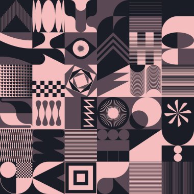 Brutalist Art soyut geometrik şekiller ve kalın formlarla yapılmış vektör desenleri esinlenmiştir. Poster, kapak, sanat, sunum, baskı, kumaş, duvar kağıdı ve benzeri dijital grafik tasarımı.