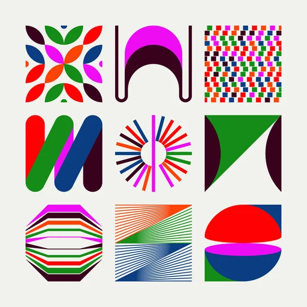 Logo Modernismo Estética Vetor Abstrato Formas Coleção Feita Com Formas —  Vetores de Stock