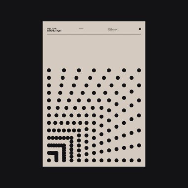 Helvetica tipografi estetiği ve minimalist geometrik formlar ve soyut vektör şekilleriyle inşa edilmiş Brutalist stil poster grafik düzeni. 