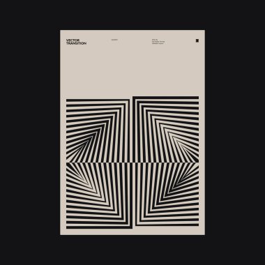 Helvetica tipografi estetiği ve minimalist geometrik formlar ve soyut vektör şekilleriyle inşa edilmiş Brutalist stil poster grafik düzeni. 