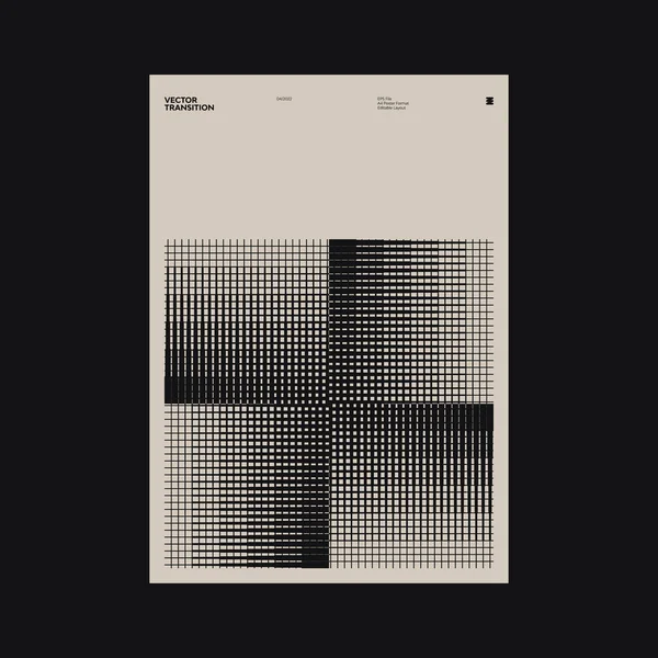 Helvetica tipografi estetiği ve minimalist geometrik formlar ve soyut vektör şekilleriyle inşa edilmiş Brutalist stil poster grafik düzeni. 