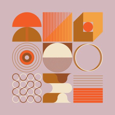 Retro Gelecek Sanatı soyut geometrik şekiller ve kalın formlarla yapılmış vektör desenli çizimlerden esinlenmiştir. Poster, kapak, sanat, sunum, baskı, kumaş, duvar kağıdı ve benzeri dijital grafik tasarımı.