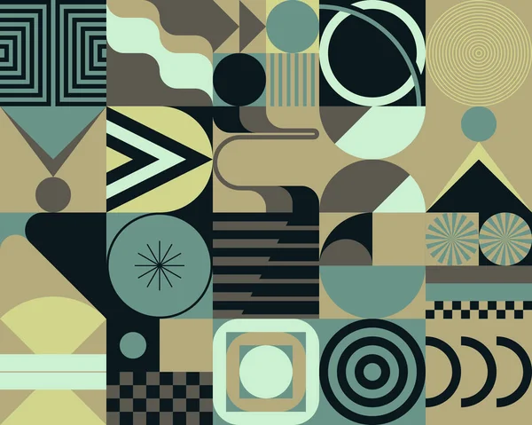 Cesur geometrik şekiller ve poster, kapak, sanat, sunum, baskı, kumaş, duvar kağıdı ve benzeri soyut figürlerle yapılmış modernizm estetiğinden esinlenilmiş soyut desenli grafik tasarımı.