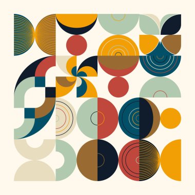Yüzyılın ortalarında çeşitli geometri şekilleri ve elementlerle yapılmış soyut vektör desenli sanat eserleri. Poster, kapak, resim, sunum, baskı, kumaş, duvar kâğıdı vs. için geometrik tasarım grafikleri.
