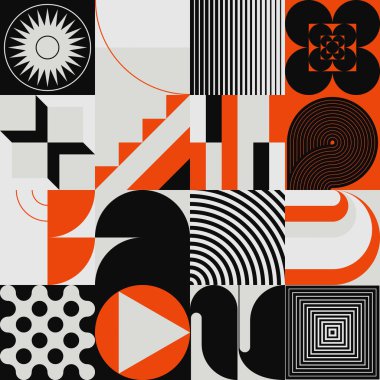 Brutalist Art soyut geometrik şekiller ve kalın formlarla yapılmış vektör desenleri esinlenmiştir. Poster, kapak, sanat, sunum, baskı, kumaş, duvar kağıdı ve benzeri dijital grafik tasarımı.