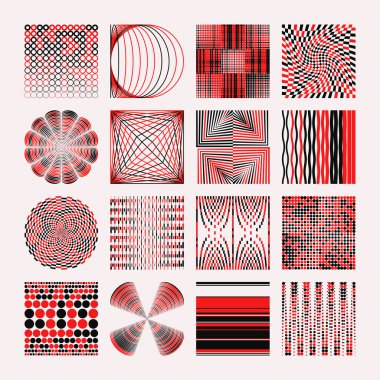 Rastgele efekt içeren soyut vektör sembolleri koleksiyonu geometrik formlarla yapılmış vahşi estetiklerden ve posterler, kapaklar, sanatlar, sunumlar, baskılar, duvar kağıtları vs. için grafik elementlerinden esinlenilmiştir..