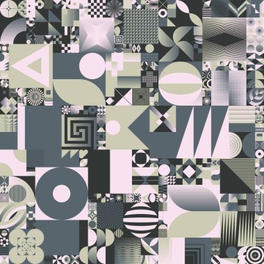 Farklı geometrik şekiller ve poster, kapak, sanat, sunum, baskılar, kumaş, duvar kağıdı vs. için kalın formlar kullanılarak üretici sanat yaklaşımı ile yapılan soyut vektör grafik tasarımı.