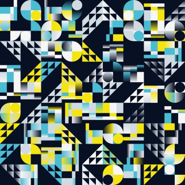 Geometrik soyut vektör desenleri çeşitli geometri şekilleri ve elementlerle yapılmış. Poster, kapak, sanat, sunum, baskı, kumaş, duvar kağıdı ve benzeri dijital grafik tasarımı.