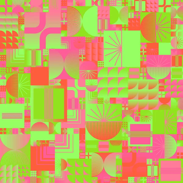 Retro Future Art Inspired Vector Pattern Artwork Made Abstract Geometric — Stock Vector
