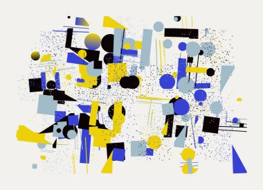 Scandi Sanat Kolajı grafikleri, vektör soyut formları ve üretici geometrik şekillerle yapılmış, web arkaplanı için kullanışlı, poster tasarımı, dergi ön sayfası, duvar baskısı, kapak resmi.