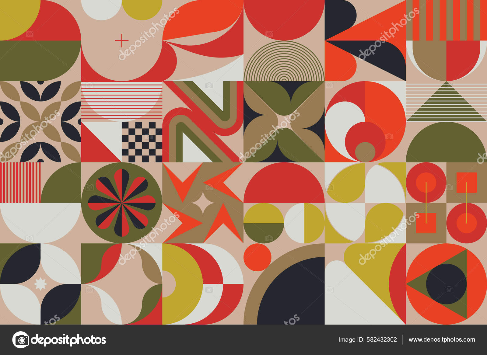 Obra Arte Abstracta Del Patrón Vectorial Mediados Siglo Hecha Con Vector de  stock #582432302 de ©bloomua, image size:1600x1167