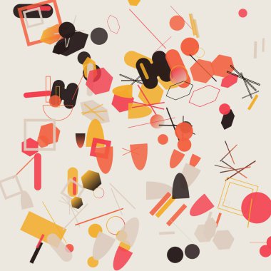 Farklı geometrik şekiller ve poster, kapak, sanat, sunum, baskılar, kumaş, duvar kağıdı vs. için kalın formlar kullanılarak üretici sanat yaklaşımı ile yapılan soyut vektör grafik tasarımı.