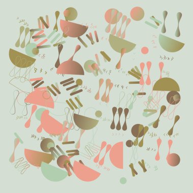 Cesur geometrik şekiller ve poster, kapak, sanat, sunum, baskı, kumaş, duvar kağıdı ve benzeri soyut figürlerle yapılmış modernizm estetiğinden esinlenilmiş soyut desenli grafik tasarımı.