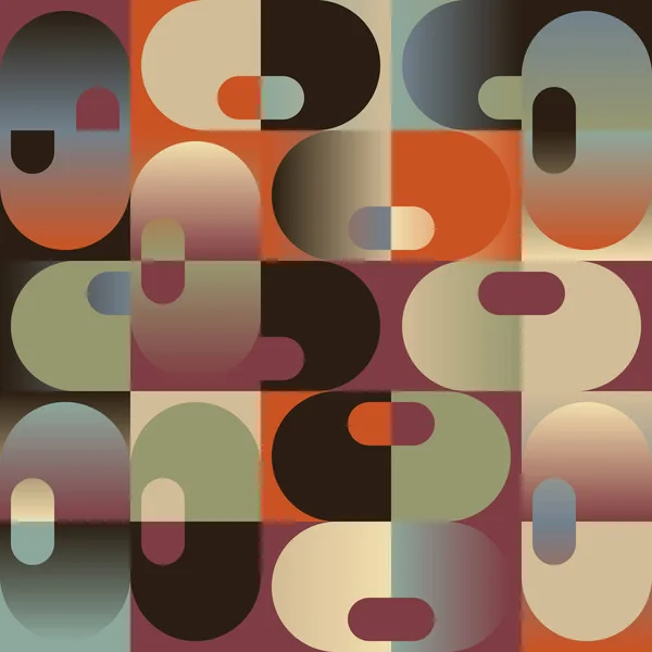 Midden Eeuwse Abstracte Vector Patroon Artwork Gemaakt Met Verschillende Geometrie — Stockvector