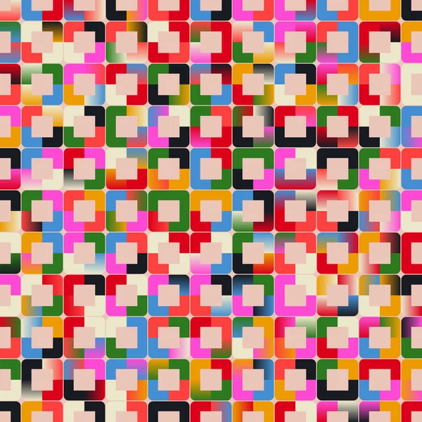 奇妙なサイケデリックカラーグラデーションと抽象的な幾何学形状とミニマルな形状で作られた現代のベクトルシームレスなパターングラフィックス — ストックベクタ