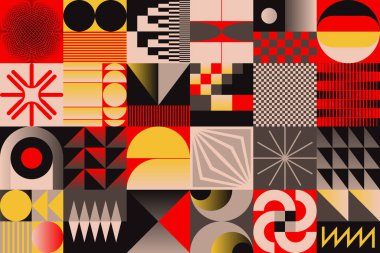 Brutalist Art soyut geometrik şekiller ve kalın formlarla yapılmış vektör desenleri esinlenmiştir. Poster, kapak, sanat, sunum, baskı, kumaş, duvar kağıdı ve benzeri dijital grafik tasarımı.