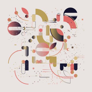 Retro Gelecek Sanatı soyut geometrik şekiller ve kalın formlarla yapılmış vektör desenli çizimlerden esinlenmiştir. Poster, kapak, sanat, sunum, baskı, kumaş, duvar kağıdı ve benzeri dijital grafik tasarımı.