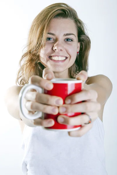 Offering a cup f coffee — Stock Photo, Image