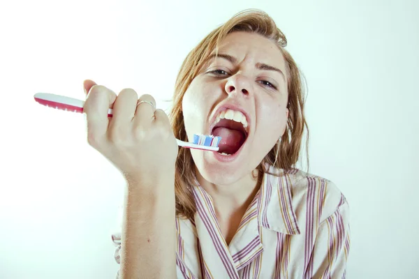 Scream and tooth brush — Stock Photo, Image