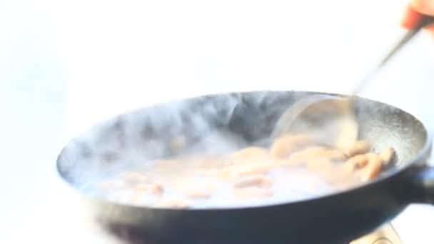Fried mushrooms — Stock Video