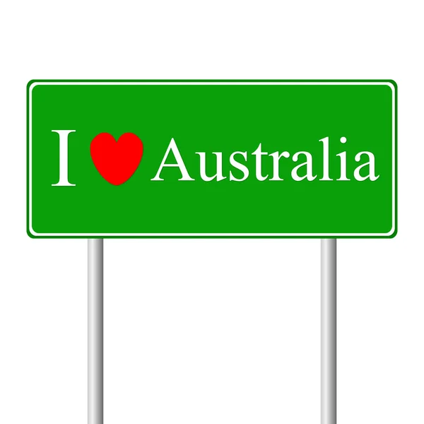 J'adore Australie, concept road sign — Image vectorielle