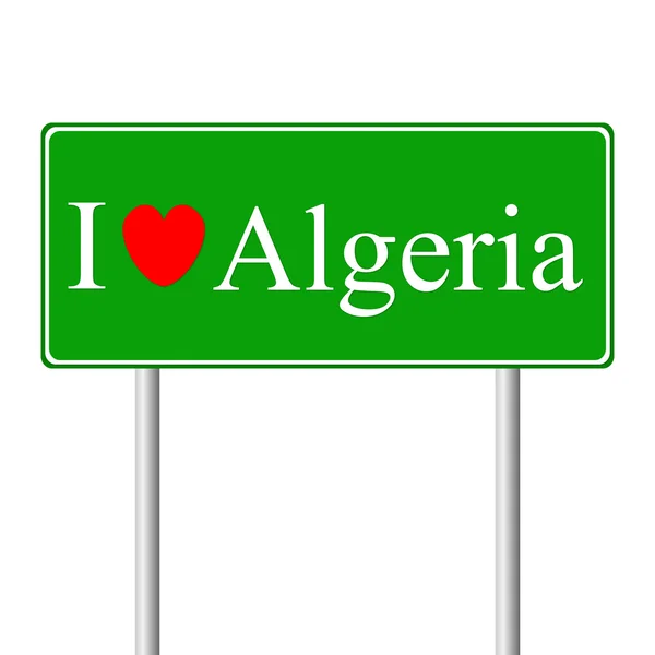 Ik hou van Algerije, concept verkeersbord — Stockvector