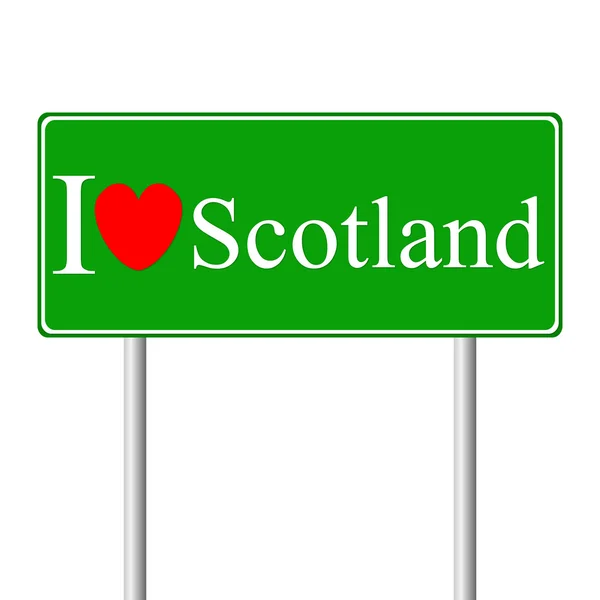 Kocham Szkocji, koncepcja znak drogowy — Wektor stockowy