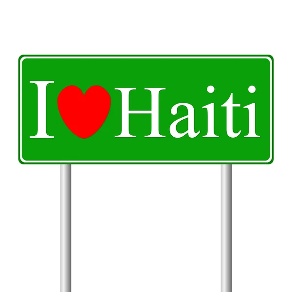 Amo Haiti, concept road sign — Vettoriale Stock