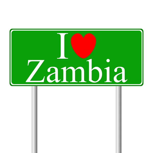 I love Zambia, concept road sign — Stock Vector