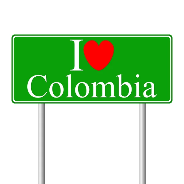 I love Colombia, concept road sign — Stock Vector