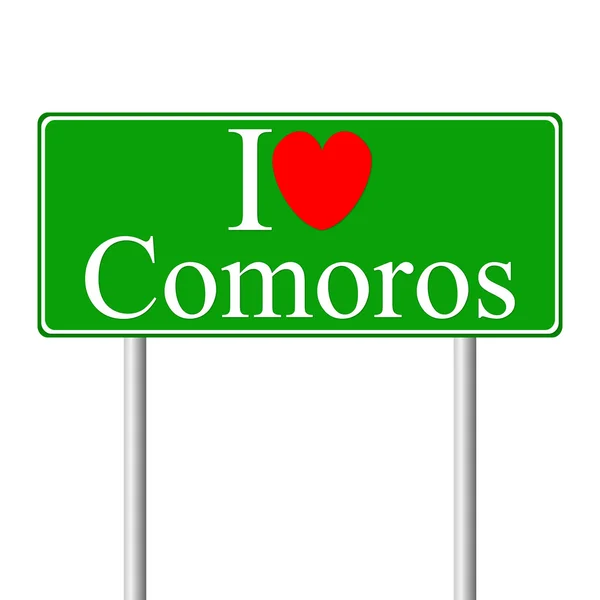 I love Comoros, concept road sign — Stock Vector