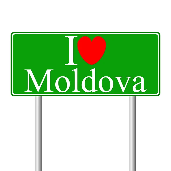 Eu amo a Moldávia, conceito sinal de estrada —  Vetores de Stock