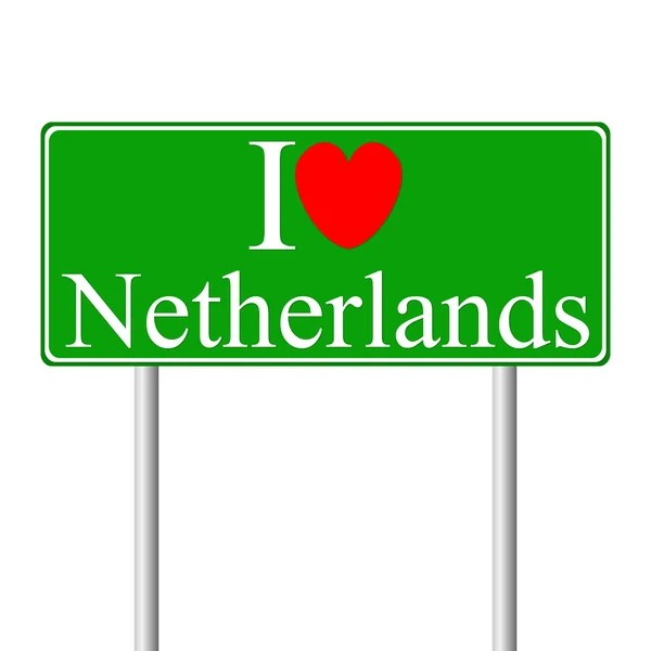 Miluji Nizozemsko, koncepce dopravní značka — Stockový vektor
