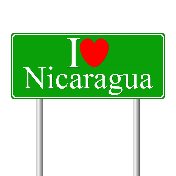 I love Nicaragua, concept road sign — Stock Vector