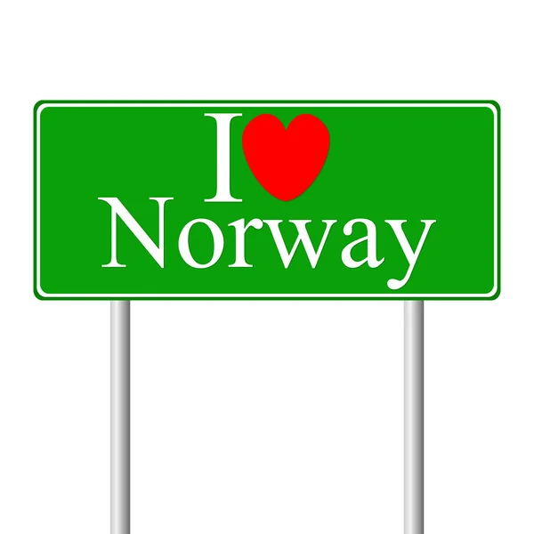 Ich liebe norwegen, konzept straßenschild — Stockvektor