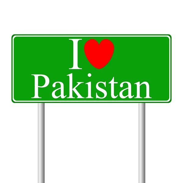 J'adore Pakistan, concept road sign — Image vectorielle