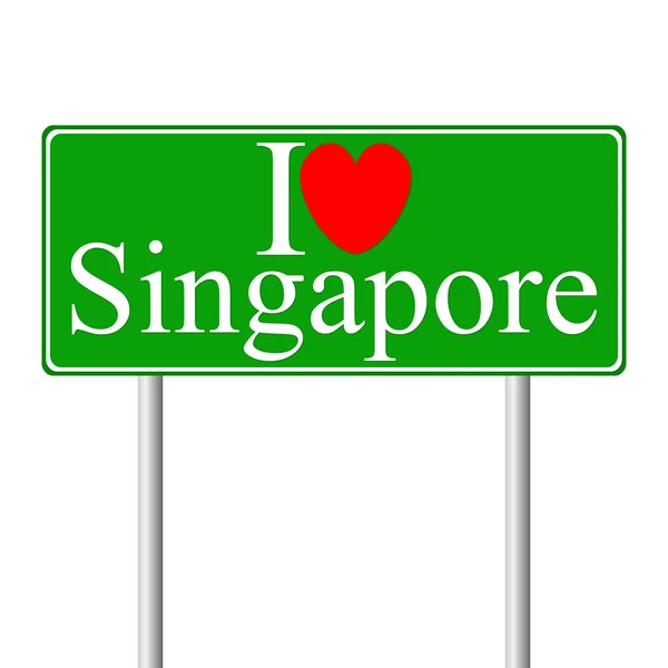 Kocham Singapur, koncepcja znak drogowy — Wektor stockowy