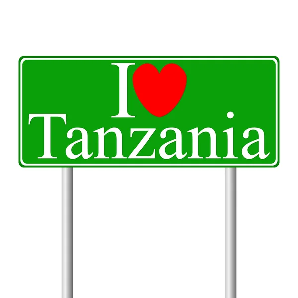 Ik hou van tanzania, concept verkeersbord — Stockvector