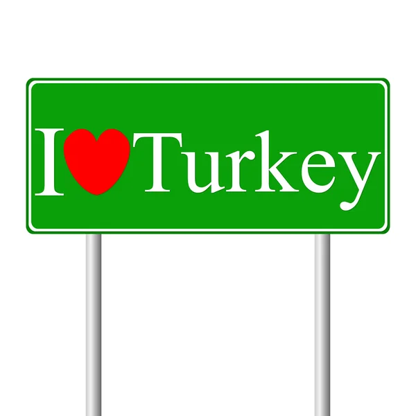 J'adore la Turquie, concept road sign — Image vectorielle